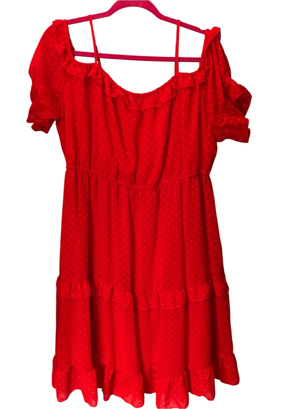Indigo Rose Red Off-Shoulder Ruffle Tiered Babydoll Dress Size 2X